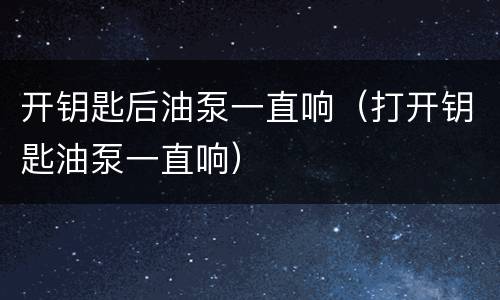 开钥匙后油泵一直响（打开钥匙油泵一直响）