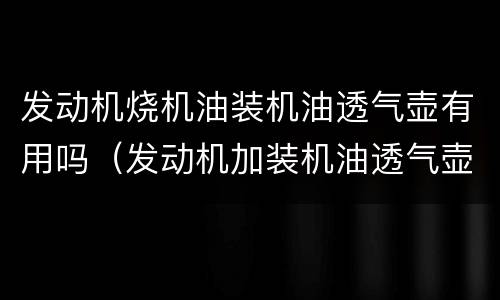 发动机烧机油装机油透气壶有用吗（发动机加装机油透气壶的利弊）