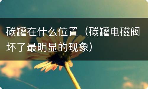 碳罐在什么位置（碳罐电磁阀坏了最明显的现象）
