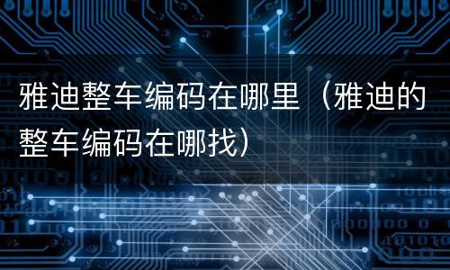 雅迪整车编码在哪里（雅迪的整车编码在哪找）