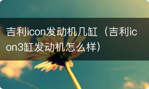 吉利icon发动机几缸（吉利icon3缸发动机怎么样）
