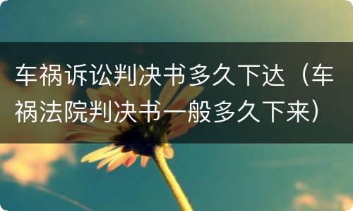 车祸诉讼判决书多久下达（车祸法院判决书一般多久下来）