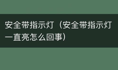 安全带指示灯（安全带指示灯一直亮怎么回事）