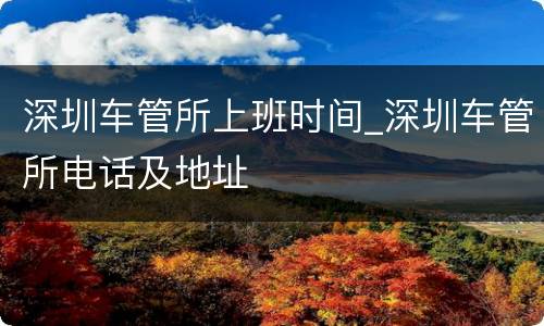 深圳车管所上班时间_深圳车管所电话及地址