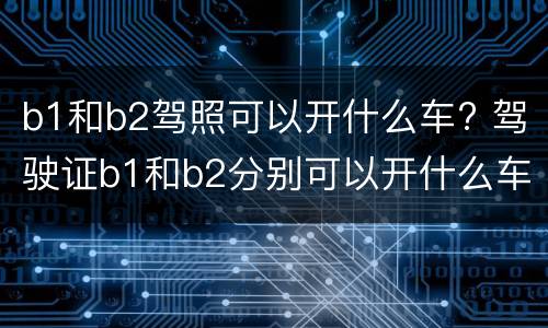 b1和b2驾照可以开什么车? 驾驶证b1和b2分别可以开什么车