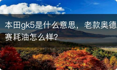 本田gk5是什么意思，老款奥德赛耗油怎么样？