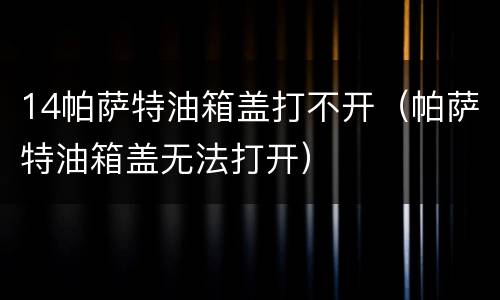 14帕萨特油箱盖打不开（帕萨特油箱盖无法打开）
