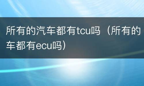 所有的汽车都有tcu吗（所有的车都有ecu吗）