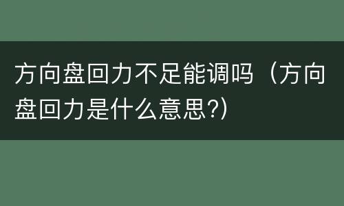 方向盘回力不足能调吗（方向盘回力是什么意思?）