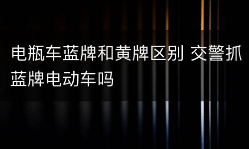 电瓶车蓝牌和黄牌区别 交警抓蓝牌电动车吗