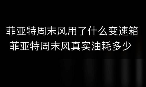 菲亚特周末风用了什么变速箱 菲亚特周末风真实油耗多少