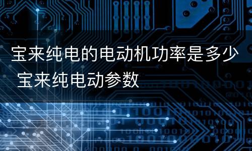 宝来纯电的电动机功率是多少 宝来纯电动参数