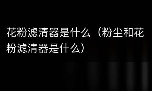 花粉滤清器是什么（粉尘和花粉滤清器是什么）