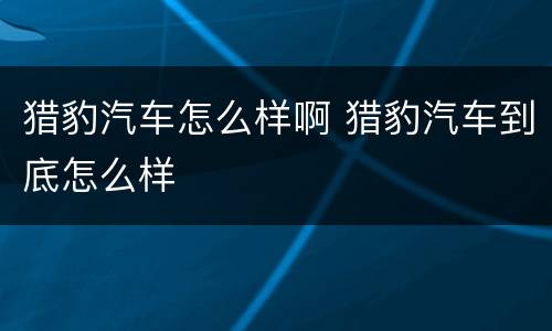 猎豹汽车怎么样啊 猎豹汽车到底怎么样
