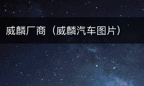 威麟厂商（威麟汽车图片）