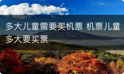 多大儿童需要买机票 机票儿童多大要买票
