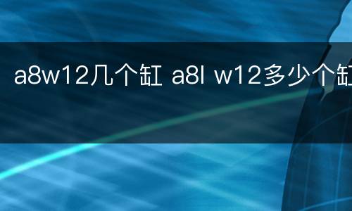 a8w12几个缸 a8l w12多少个缸