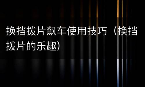 换挡拨片飙车使用技巧（换挡拨片的乐趣）