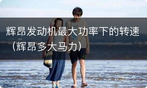 辉昂发动机最大功率下的转速（辉昂多大马力）