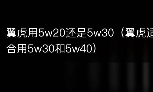 翼虎用5w20还是5w30（翼虎适合用5w30和5w40）