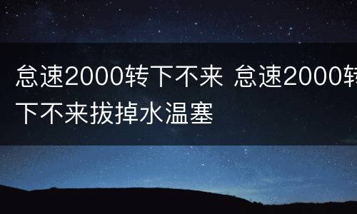怠速2000转下不来 怠速2000转下不来拔掉水温塞