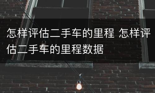 怎样评估二手车的里程 怎样评估二手车的里程数据