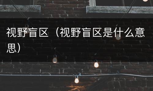 视野盲区（视野盲区是什么意思）
