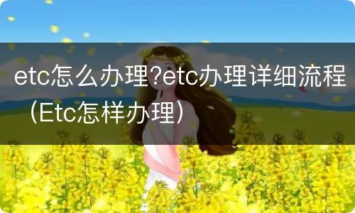 etc怎么办理?etc办理详细流程（Etc怎样办理）