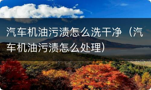 汽车机油污渍怎么洗干净（汽车机油污渍怎么处理）