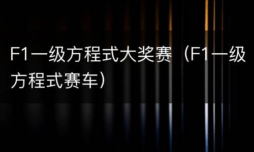F1一级方程式大奖赛（F1一级方程式赛车）