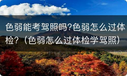 色弱能考驾照吗?色弱怎么过体检?（色弱怎么过体检学驾照）