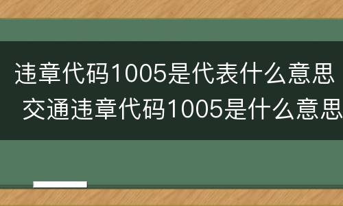 违章代码1005是代表什么意思 交通违章代码1005是什么意思