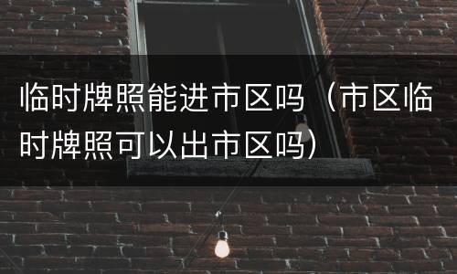 临时牌照能进市区吗（市区临时牌照可以出市区吗）