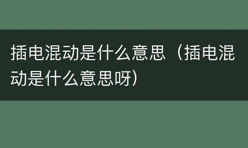 插电混动是什么意思（插电混动是什么意思呀）