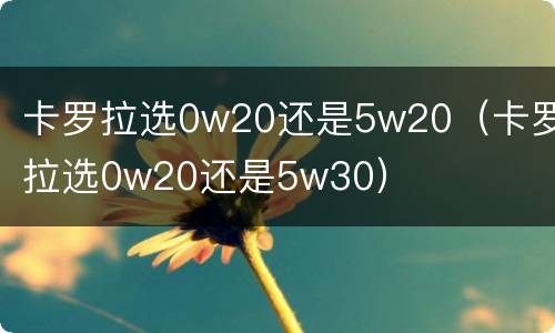 卡罗拉选0w20还是5w20（卡罗拉选0w20还是5w30）