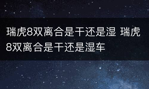 瑞虎8双离合是干还是湿 瑞虎8双离合是干还是湿车