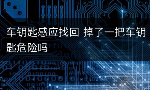 车钥匙感应找回 掉了一把车钥匙危险吗