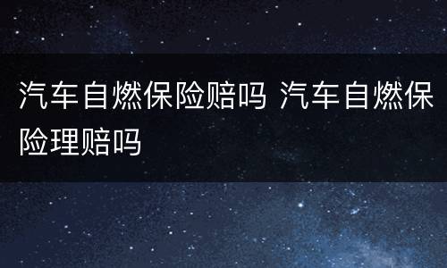 汽车自燃保险赔吗 汽车自燃保险理赔吗