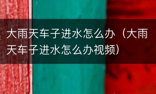 大雨天车子进水怎么办（大雨天车子进水怎么办视频）