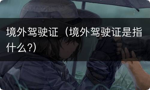 境外驾驶证（境外驾驶证是指什么?）