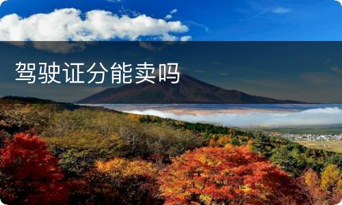 驾驶证分能卖吗