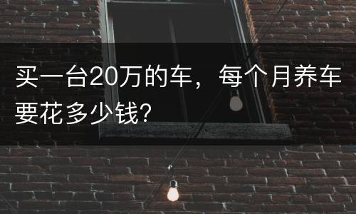 买一台20万的车，每个月养车要花多少钱?