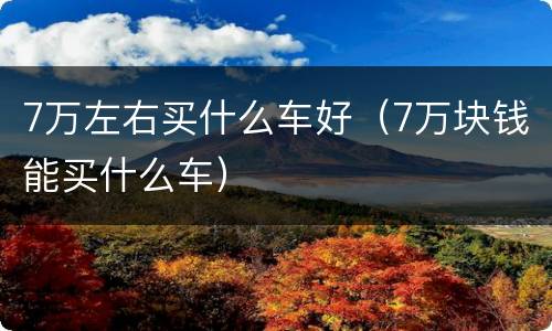 7万左右买什么车好（7万块钱能买什么车）