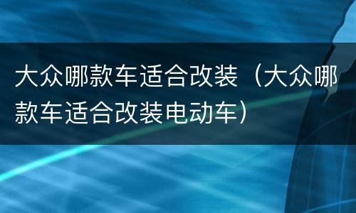 大众哪款车适合改装（大众哪款车适合改装电动车）
