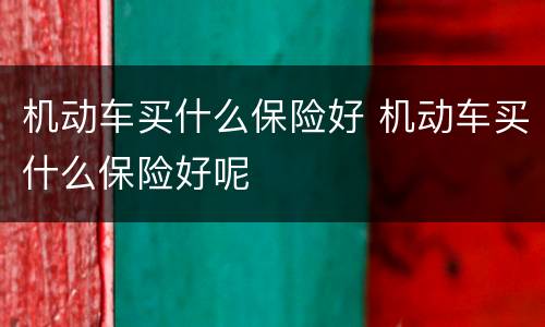 机动车买什么保险好 机动车买什么保险好呢