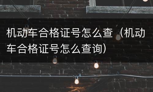 机动车合格证号怎么查（机动车合格证号怎么查询）