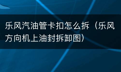 乐风汽油管卡扣怎么拆（乐风方向机上油封拆卸图）