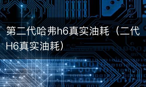 第二代哈弗h6真实油耗（二代H6真实油耗）