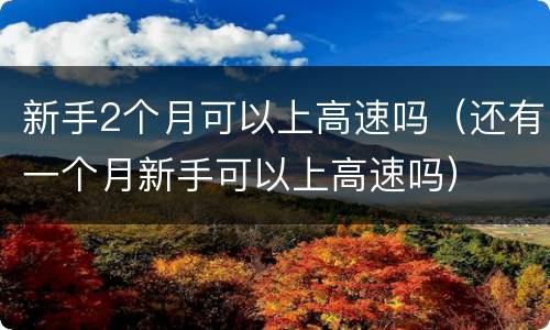 新手2个月可以上高速吗（还有一个月新手可以上高速吗）