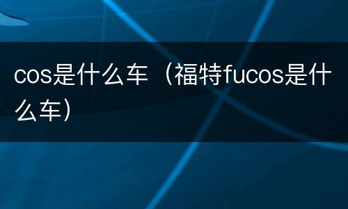 cos是什么车（福特fucos是什么车）